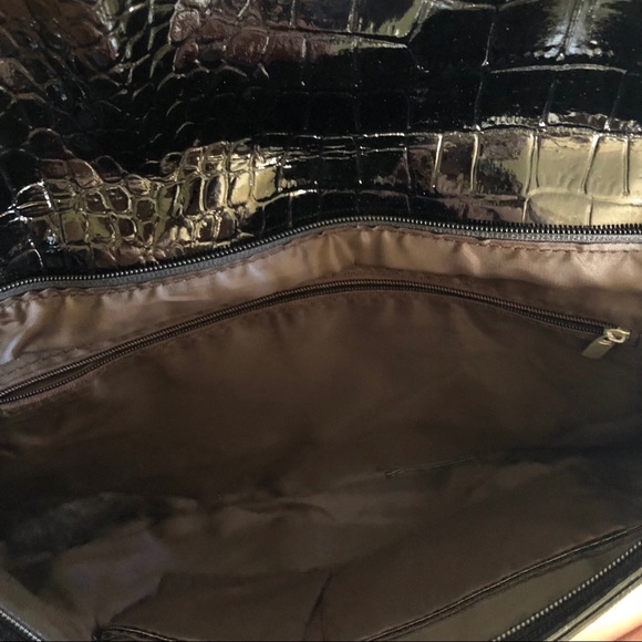 Black Patent Croc Envelope Clutch - Picture 5 of 7